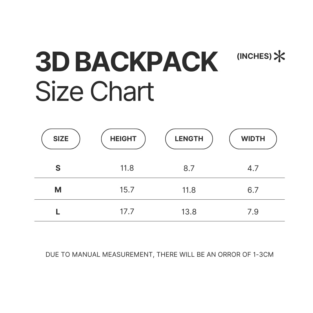 3D Backpack Size Chart - Beastars Shop