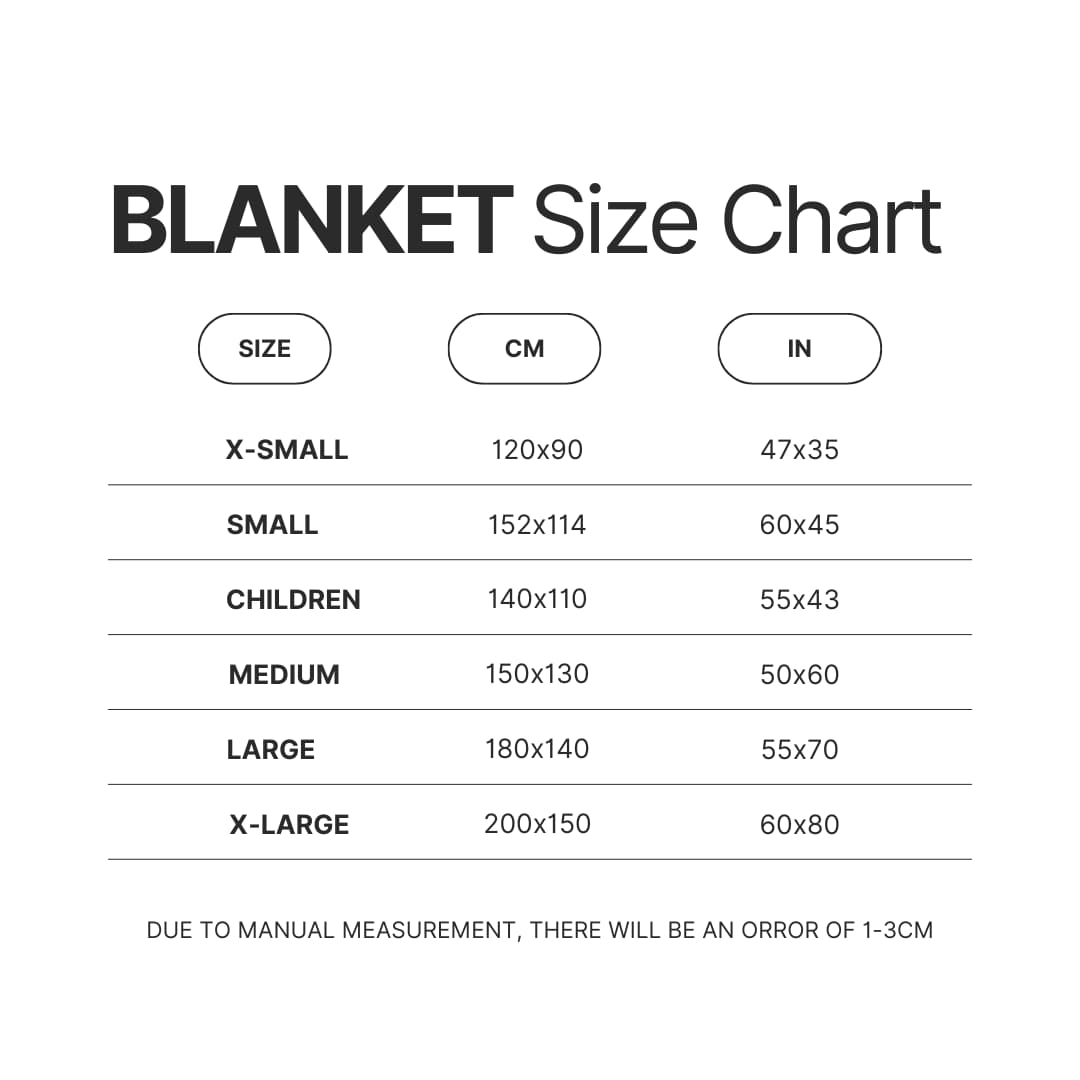 Blanket Size Chart - Beastars Shop